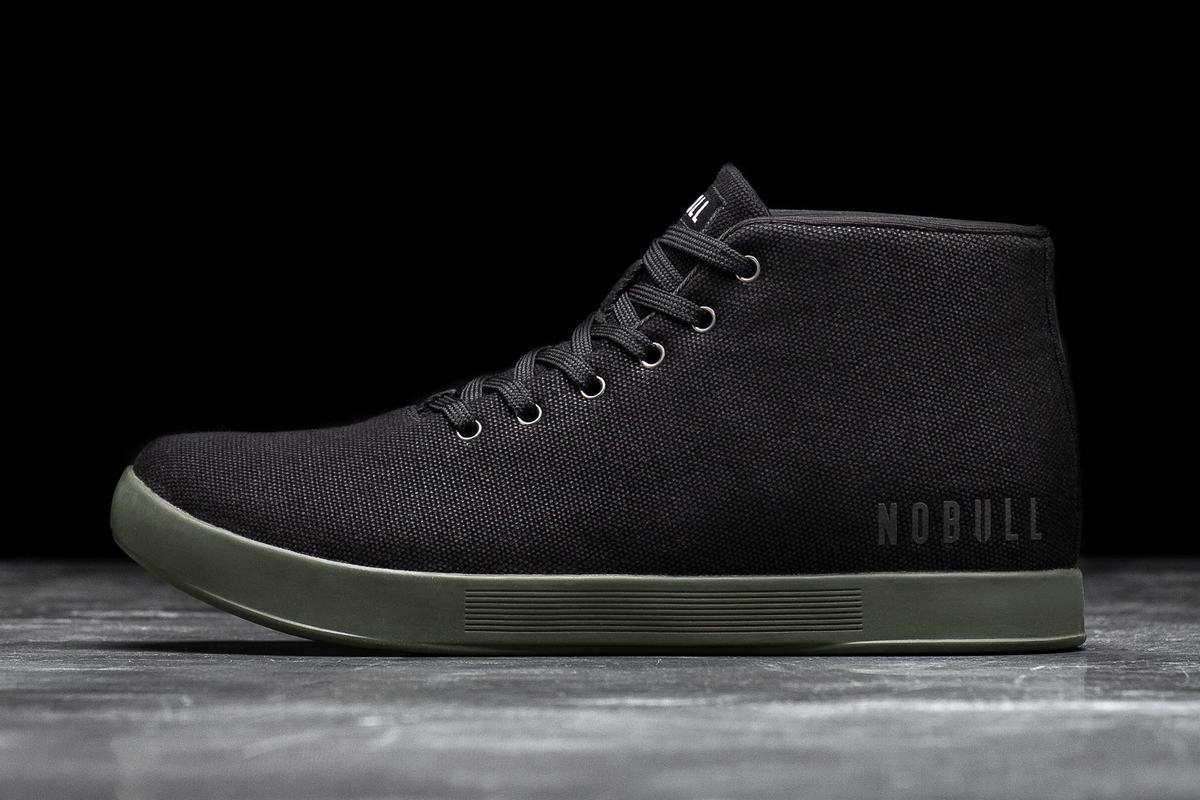 Nobull Canvas Mid Men\'s Trainers Black Dark Green | Australia (PK9105)